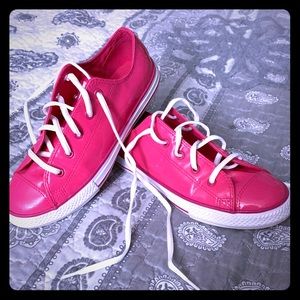 Hot Pink Vinyl Converse Low Tops